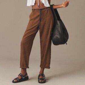 Anthropologie Pilcro Slim Linen Beach Cargo Pants | Brown | Size XXS Petite